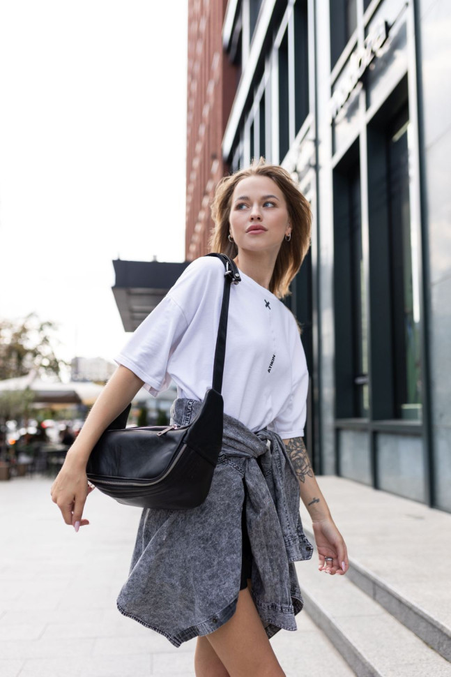 Leather banana camera bag TARWA 1313 (GA-1313-4lx) black nappa