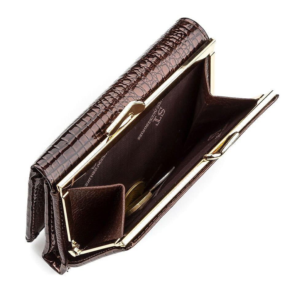 Кошелек женский ST Leather 18372 (S1201A) лакированная кожа Коричневый
