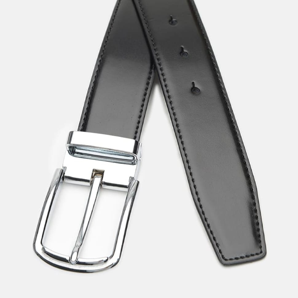 Двосторонній шкіряний ремінь Borsa Leather C135-4133-1A Чорно-коричневий