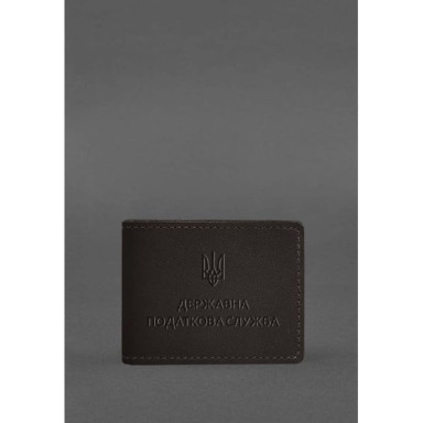 Leather cover for the ID of the State Tax Service dark brown