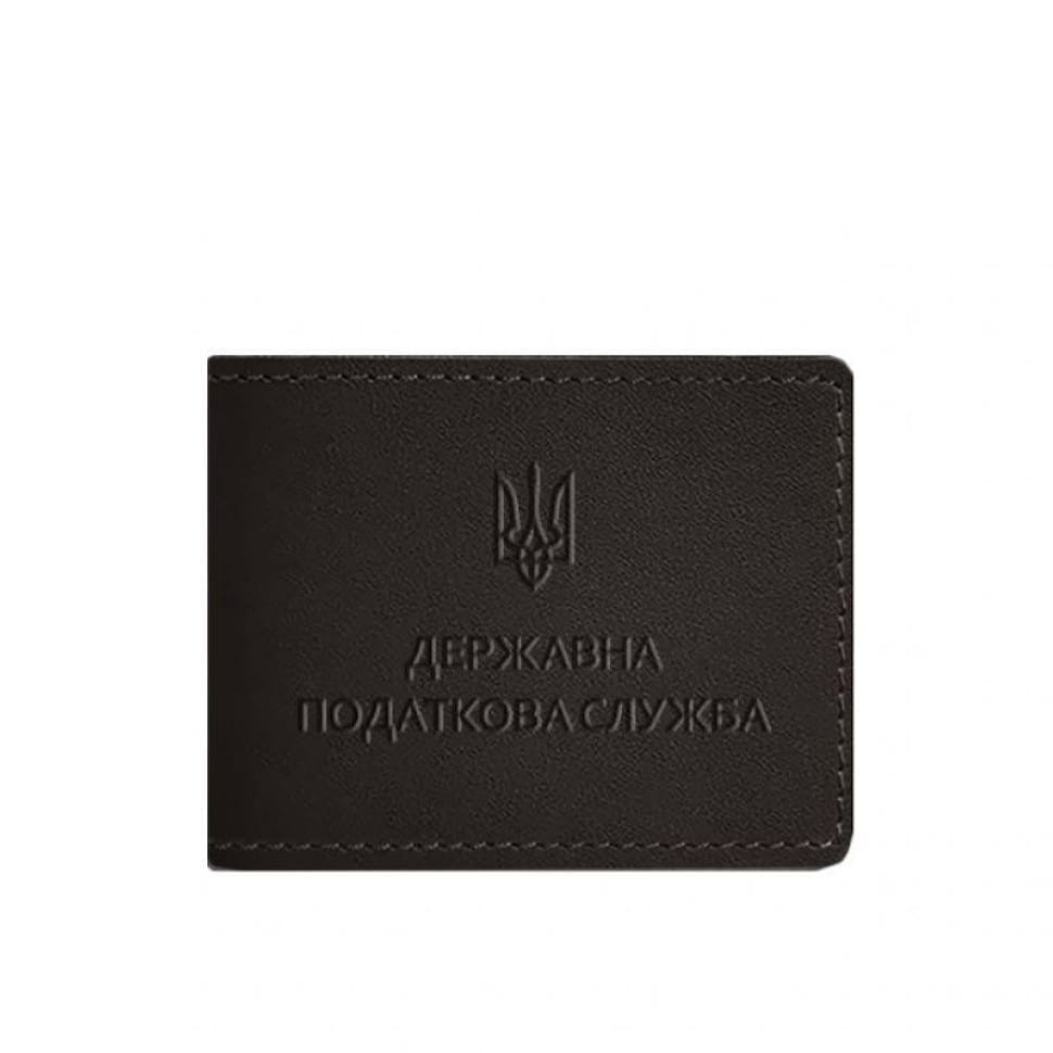 Кожаная обложка на удостоверение Государственной налоговой службы темно-коричневая