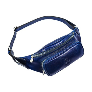 Leather Sling Bag Belly Bag - Independent People - Blue Time Resistance 5231801