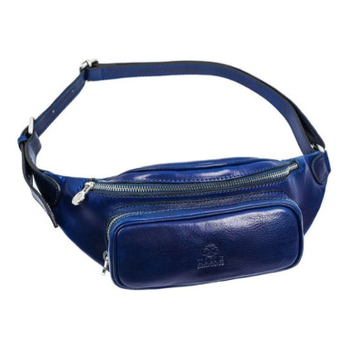 Leather Sling Bag Belly Bag - Independent People - Blue Time Resistance 5231801