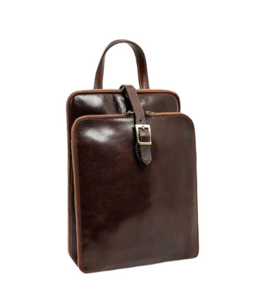 Womens Convertible Leather Backpack Shoulder Bag - Clarissa - Brown Time Resistance 1173701