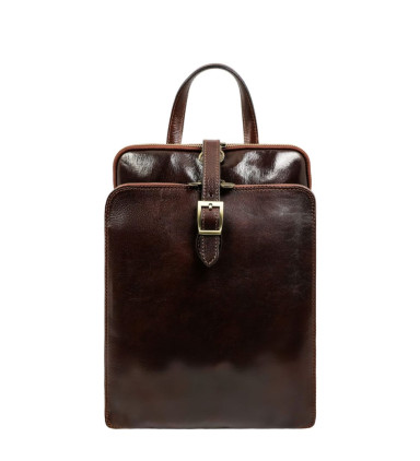 Womens Convertible Leather Backpack Shoulder Bag - Clarissa - Brown Time Resistance 1173701