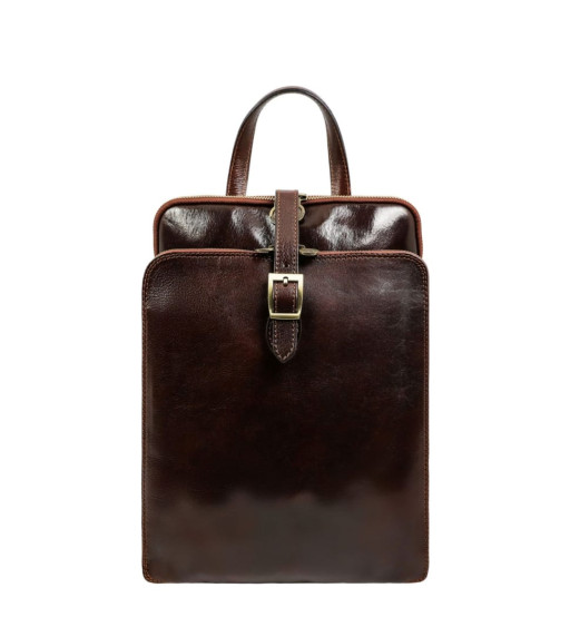 Жіноча шкіряна сумка рюкзак трансформер - Clarissa - коричнева Time Resistance 1173701