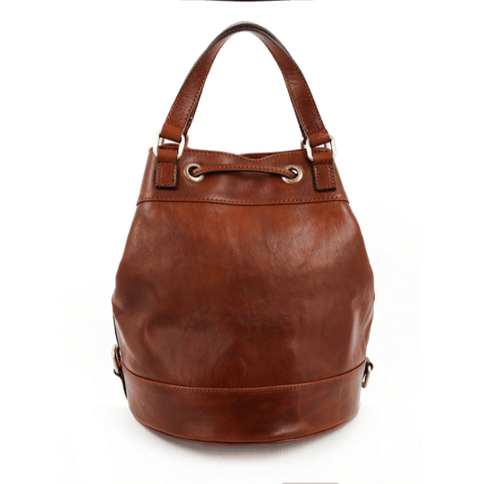 Шкіряна сумка-відро для жінок - Light In August - Коньячно-коричневий матовий колір - Time Resistance 5215201