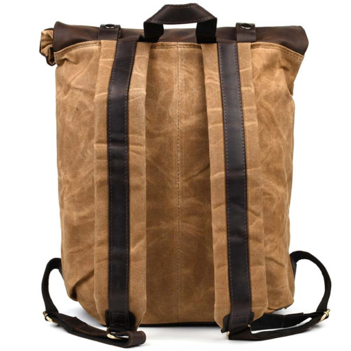 Рюкзак з кінської шкіри та вощеного канвасу рол-ап TARWA RCw-5191-3md