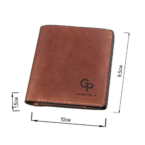 Портмоне вертикальне з круглим магнітом на два відділення GRANDE PELLE 11306 Чорне