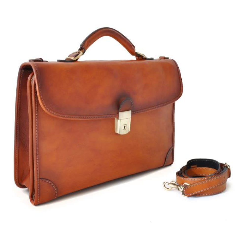 Pratesi BCO113 - Briefcase Leccio in cow leather Bruce Cognac