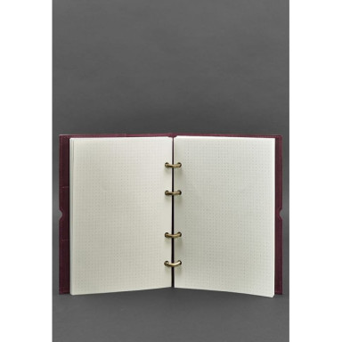 Leather notebook on rings (soft beech) 9.0 in a soft burgundy cover