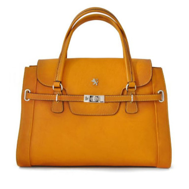 Pratesi BSE305 - Handbag Baratti in cow leather Bruce Mustard