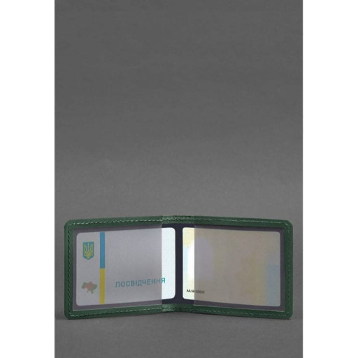 Шкіряна обкладинка для посвідчення з гербом, зелений Crazy Horse