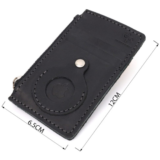 Вертикальний картхолдер з утримувачем для Apple AirTag з натуральної шкіри GRANDE PELLE 11626 Чорний