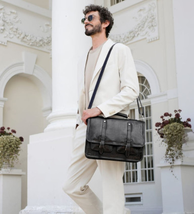 Leather Briefcase Backpack - A Midsummer Night's Dream - Black color - Time Resistance 5243101