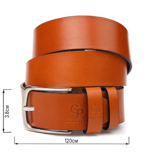 Люксовий ремінь для чоловіків з натуральної шкіри Grande Pelle 21473 Рудий