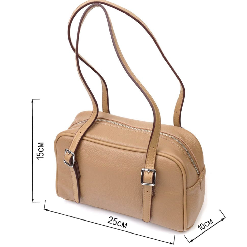 Ділова сумка-клатч зі знімними ручками з натуральної шкіри 22077 Vintage Бежева