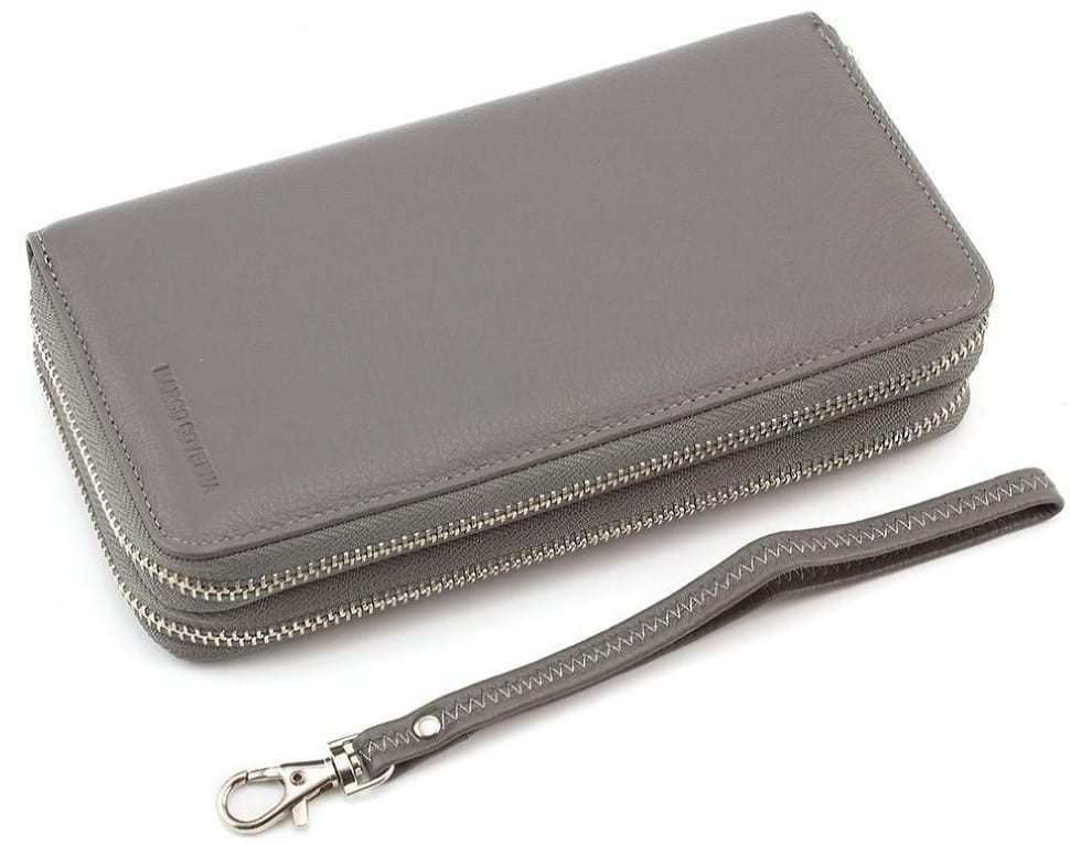 Шкіряний сірий гаманець з двома блискавками Marco Coverna 17863 801A-4