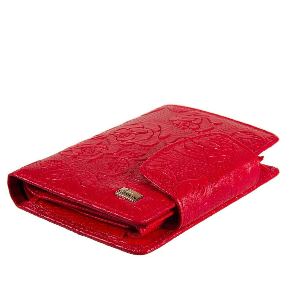 Гаманець жіночий шкіряний Desisan 086-424 червоні квіти
