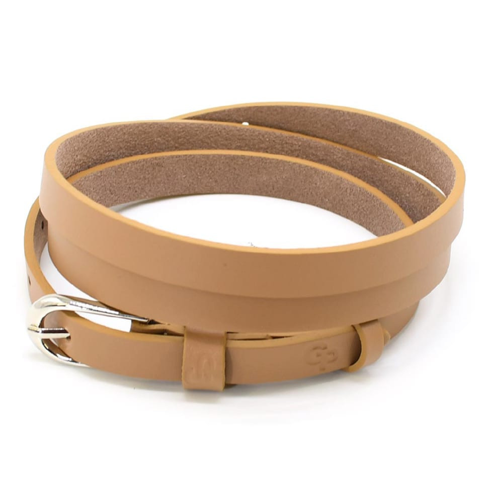 Ремінь жіночий тонкий Grande Pelle 1452040033 у світло-коричневому кольорі.