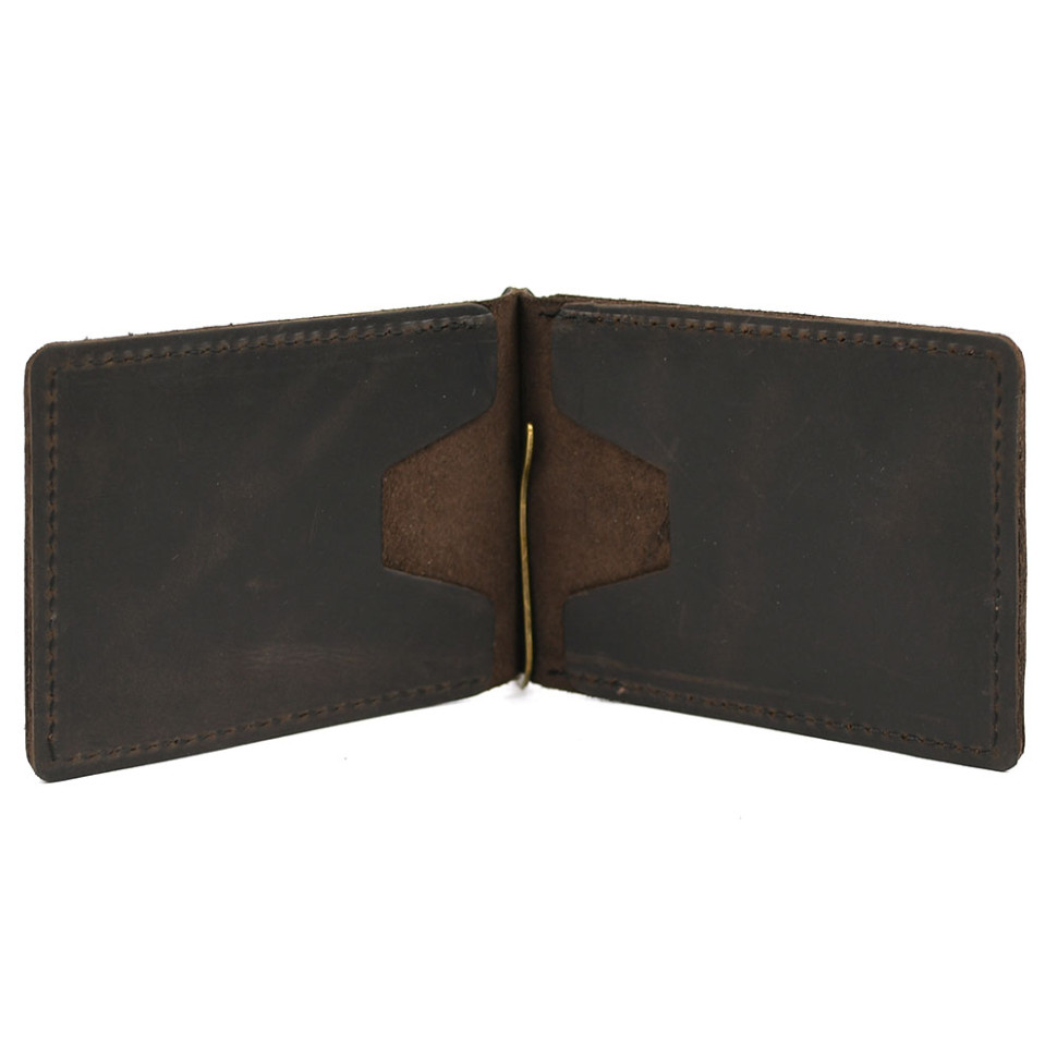 Затискач із монетницею шкіряний темно-коричневий RC-hold2-3md TARWA