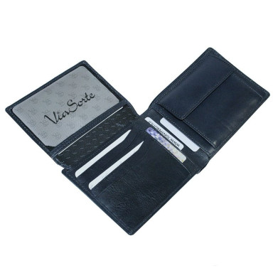 Leather wallet Viasorte 533 navy blue