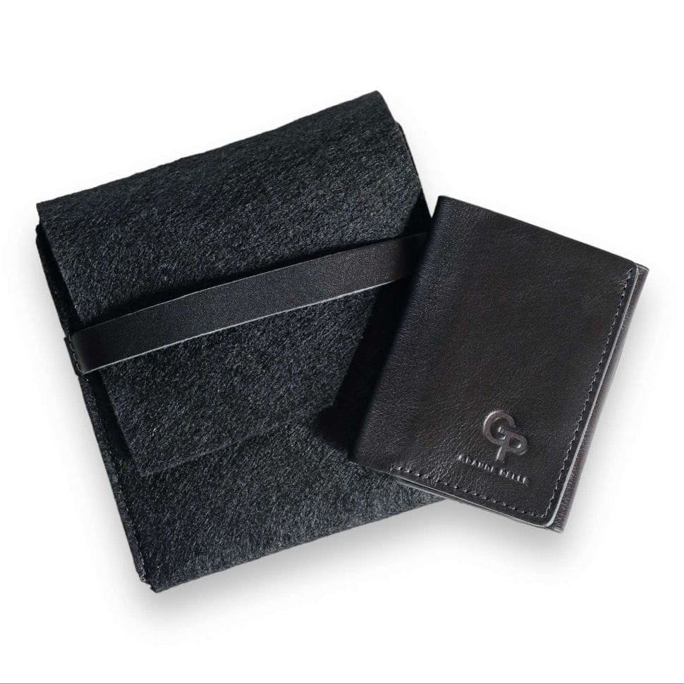 Womens small leather wallet Grande Pelle 503610 black