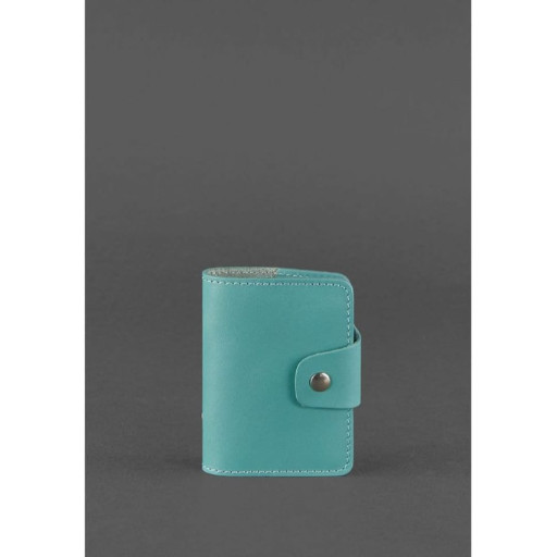 Жіночий шкіряний кард-кейс 7.1 (Книжка) бірюзовий