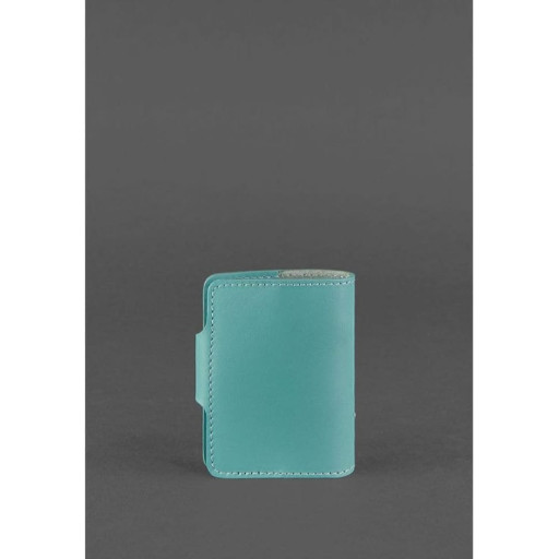 Жіночий шкіряний кард-кейс 7.1 (Книжка) бірюзовий