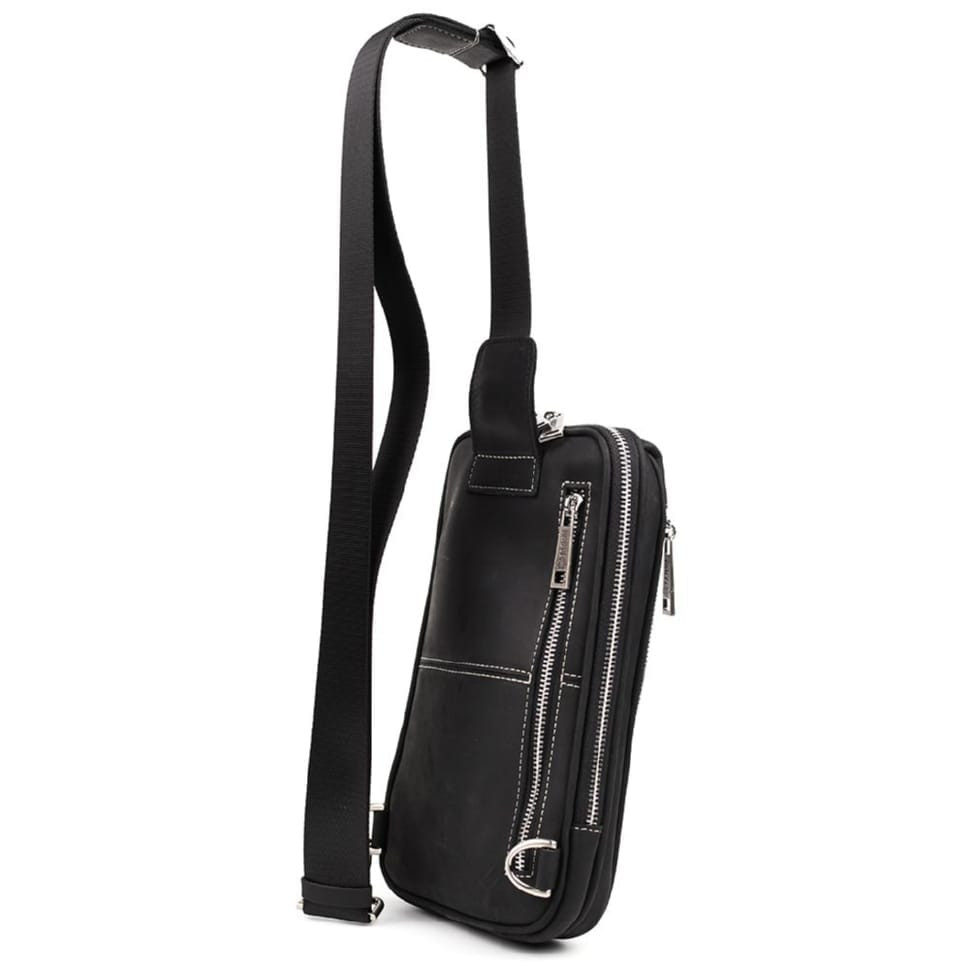 Mens business sling bag, business style TARWA RA-1536-4lx black crazy horse