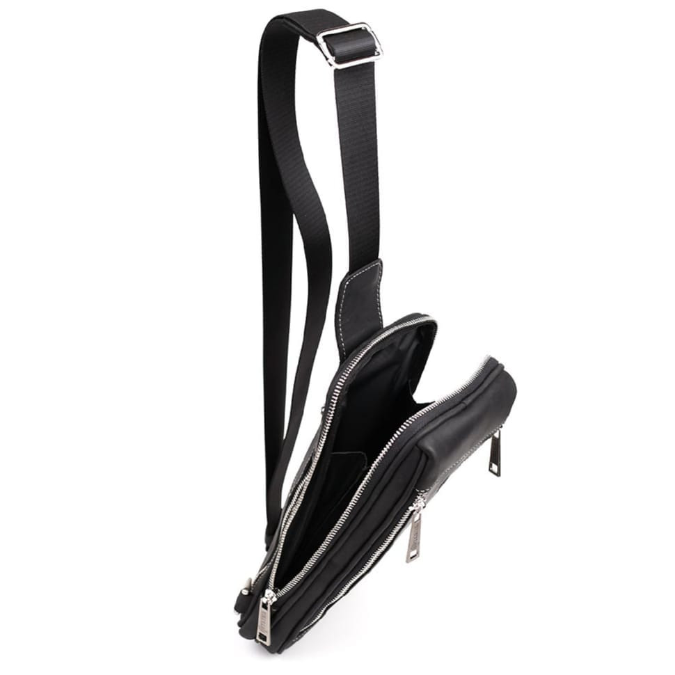 Mens business sling bag, business style TARWA RA-1536-4lx black crazy horse