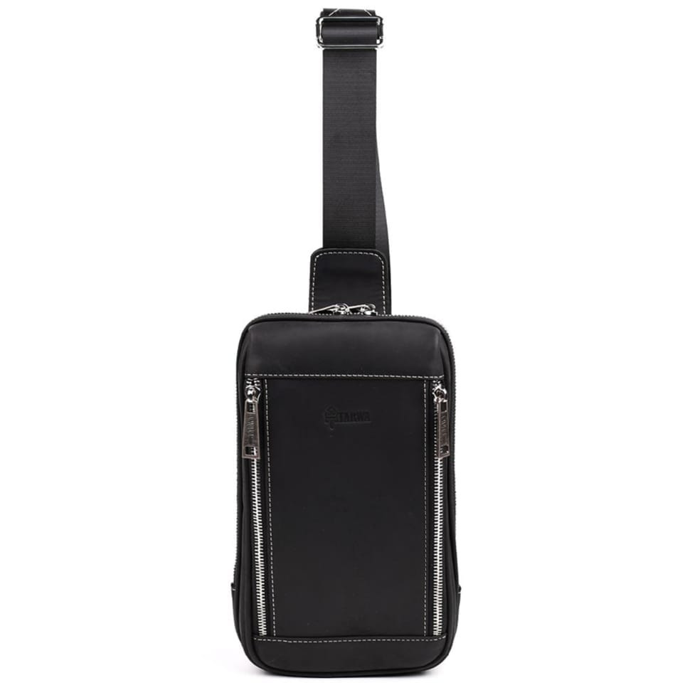 Mens business sling bag, business style TARWA RA-1536-4lx black crazy horse