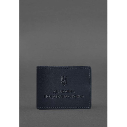 Шкіряна обкладинка на посвідчення Державної податкової служби темно-синя