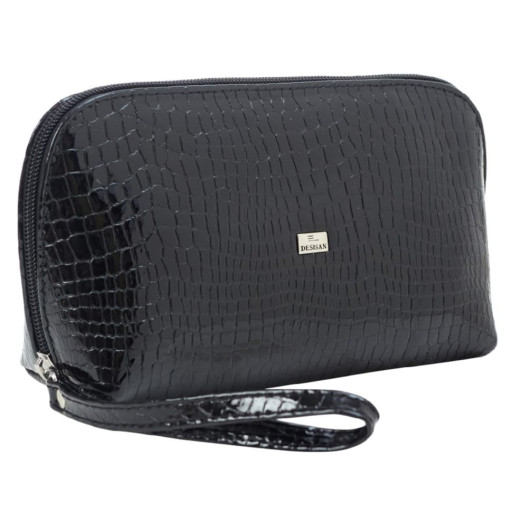 Косметичка шкіра Desisan 1-623 чорний дрібний кроко