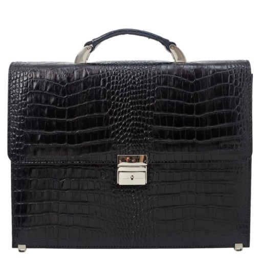 Портфель шкіра BOND 1283-356 чорний кроко