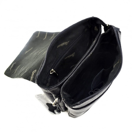 Барсетка м'яка шкіряна DESISAN 1340-011 чорний флотар