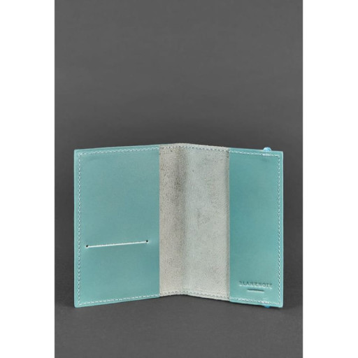 Шкіряна обкладинка для паспорта 1.0 бірюзова
