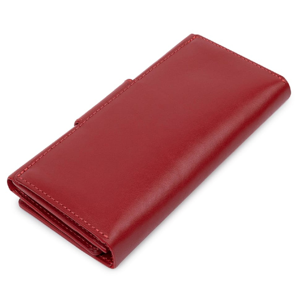 Шикарний жіночий гаманець у три складання GRANDE PELLE 11564 Червоний