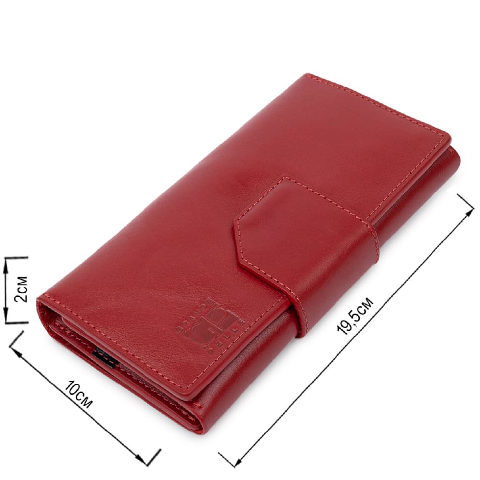 Шикарний жіночий гаманець у три складання GRANDE PELLE 11564 Червоний