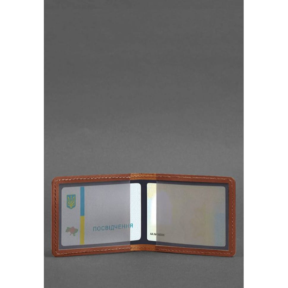 Шкіряна обкладинка для посвідчення з гербом, світло-коричневий Crazy Horse