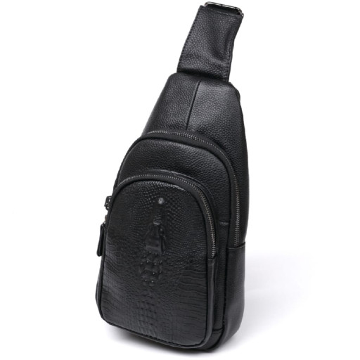 Модна шкіряна чоловіча сумка через плече Vintage 20673 Чорний