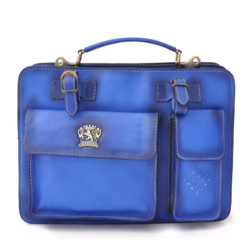 Pratesi BBE466/34 - Business Bag Milano Medium in curl leather Bruce Electric Blue