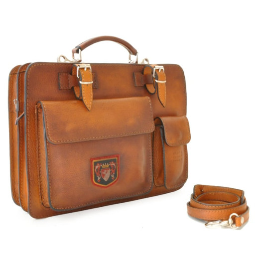 Pratesi BBE466/34 - Business Bag Milano Medium in curl leather Bruce Electric Blue