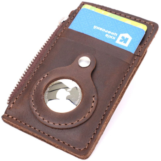 Оригінальний картхолдер з утримувачем для Apple AirTag з натуральної шкіри GRANDE PELLE 11627 Коричневий
