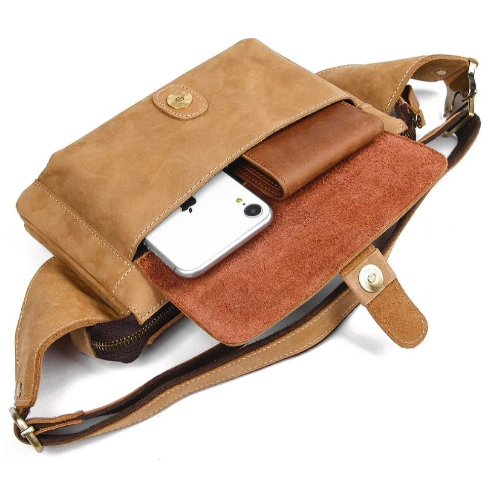 Шкіряна бананка, напоясна сумка, через плече John McDee 3025B