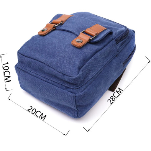 Універсальна сумка-рюкзак із двома відділеннями із щільного текстилю Vintage 22165 Синій