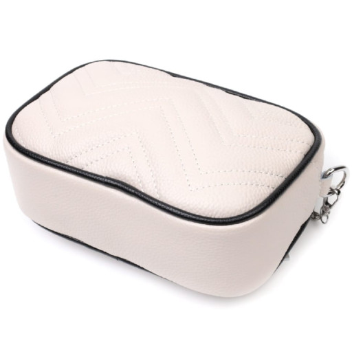 Вечірня жіноча сумка на ланцюжку з натуральної шкіри Vintage 22380 Біла