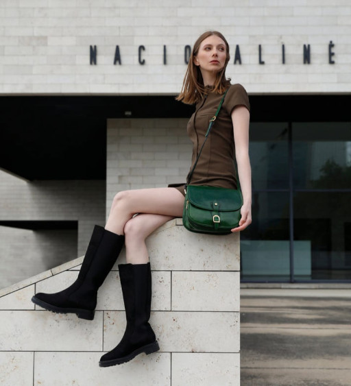 Жіноча шкіряна сумка-сідло - Women In Love - Зелений колір - Time Resistance 5244801