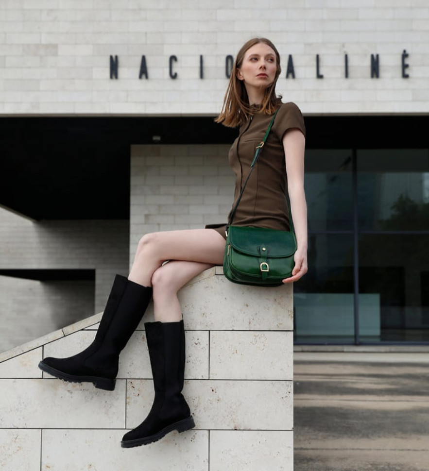 Жіноча шкіряна сумка-сідло - Women In Love - Зелений колір - Time Resistance 5244801