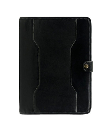 Womens Leather A4 Documents Folder Organizer - The Call of the Wild -  Black color -  Time Resistance 5209301W
